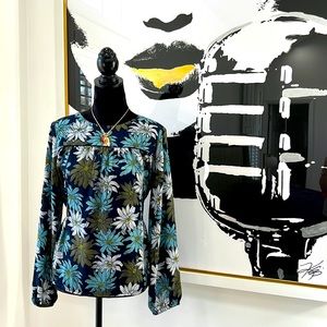 Loft Outlet Ling-Sleeved Floral Blouse, Size MP